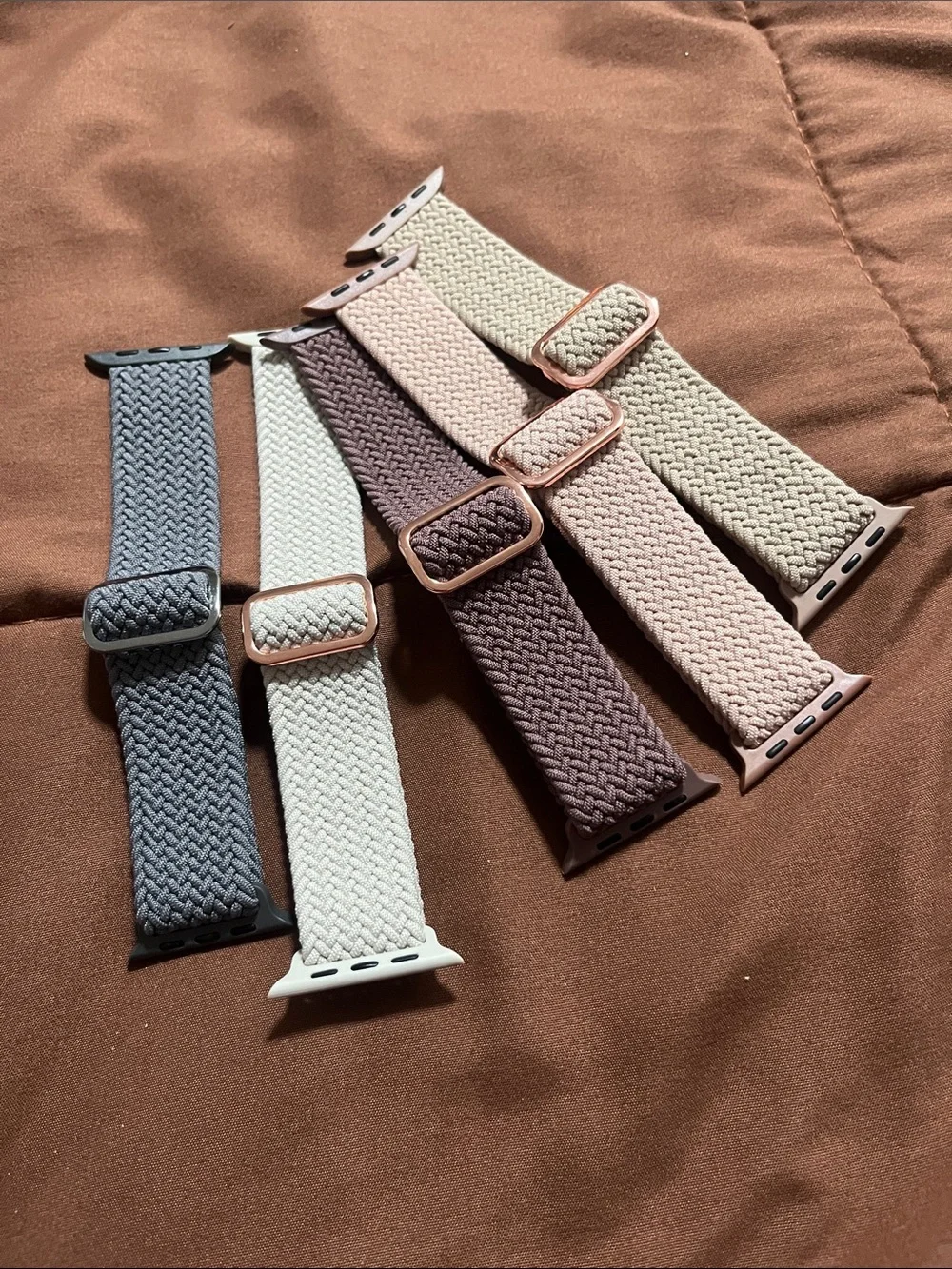 Braided Stretch Watch Band - Pink, Cream, Brown, White, Gray 46mm